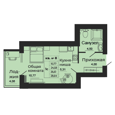 Планировка Студия в ЖК «Мечта»