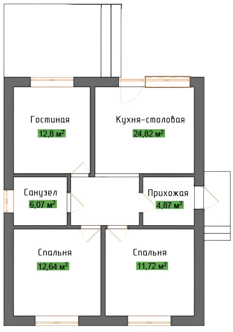 Планировка 3-комн. в ЖК «Усадьба Виктория»