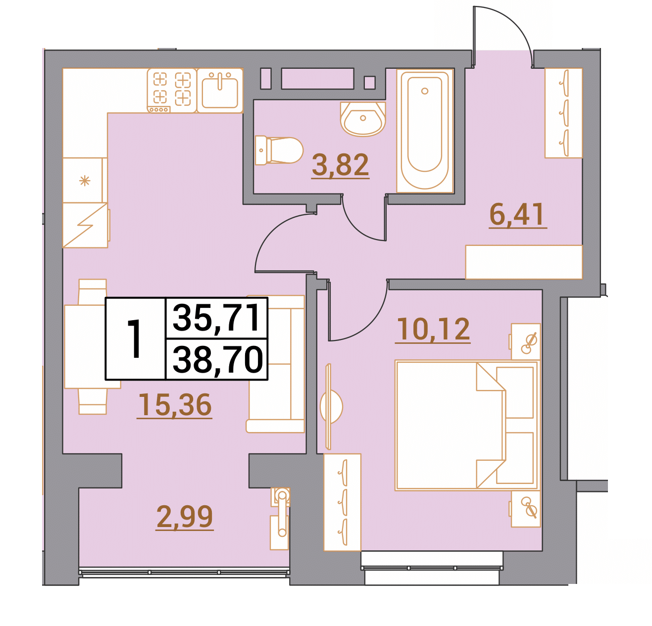 Планировка 2-евро в ЖК «Зеленый город»