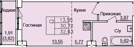 Планировка Студия в ЖК «Созвездие»