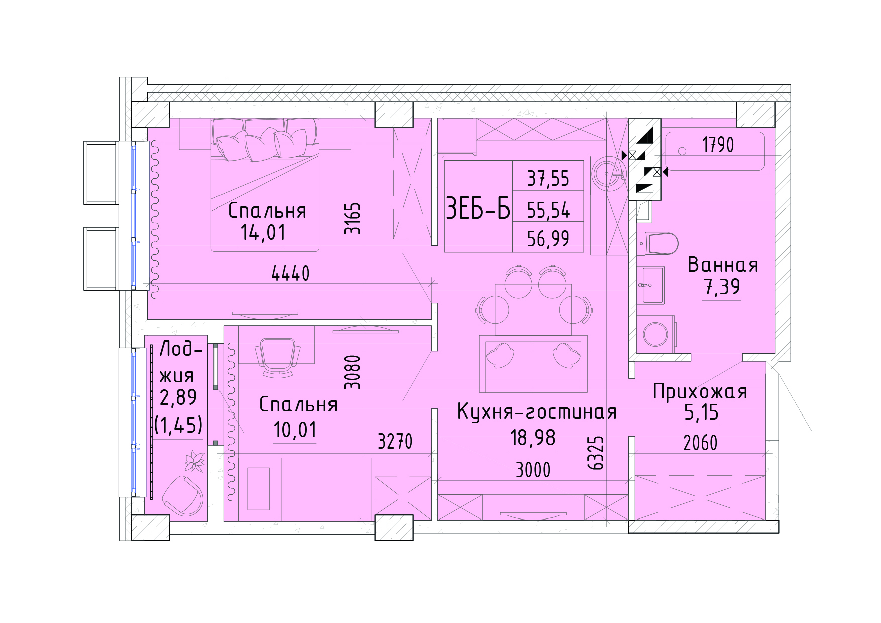 Планировка Студия в ЖК «Орион»