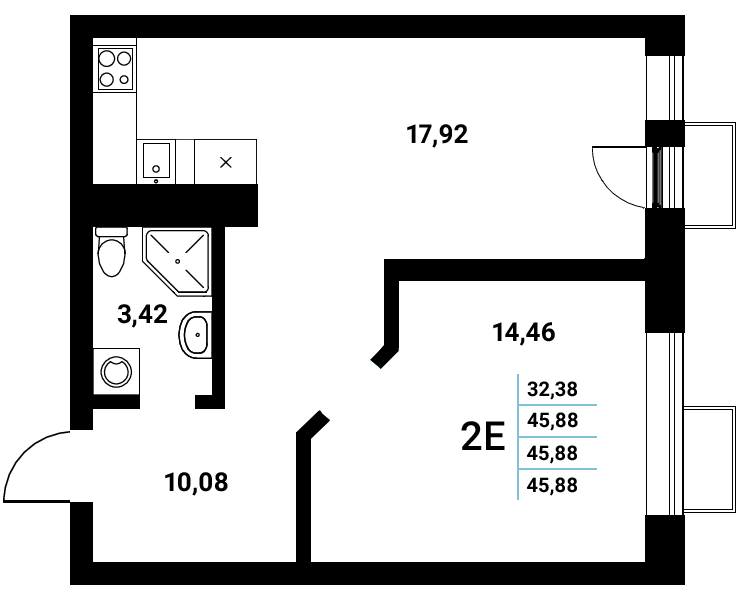 Планировка Студия в ЖК «Z-town»