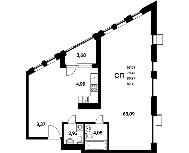 Планировка Студия в ЖК «Z-town»