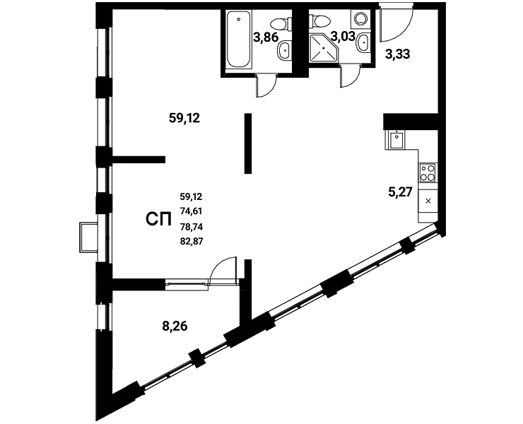 Планировка Студия в ЖК «Z-town»