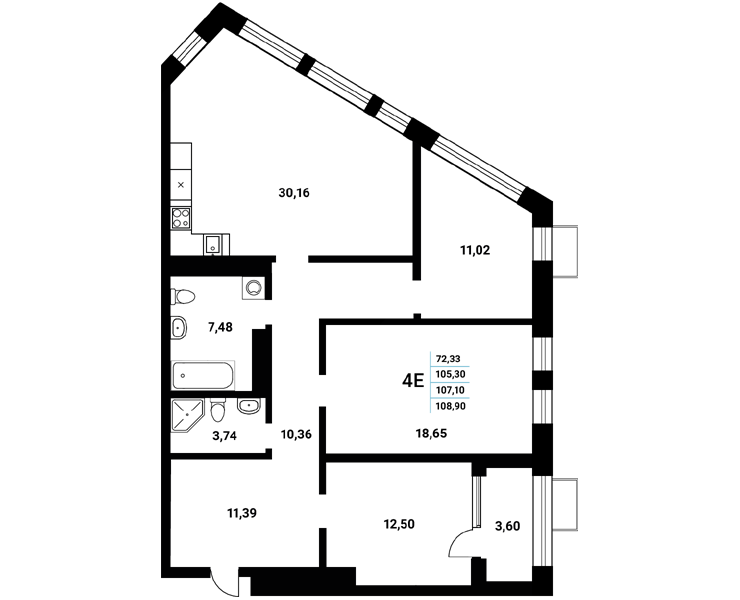 Планировка 4-евро в ЖК «Z-town»