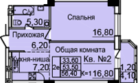 Планировка 2-евро в ЖК «Созвездие»