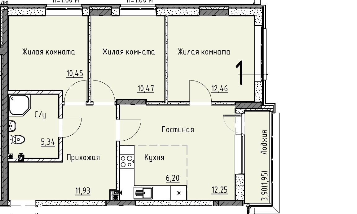 Планировка 4-евро в ЖК «Точка»