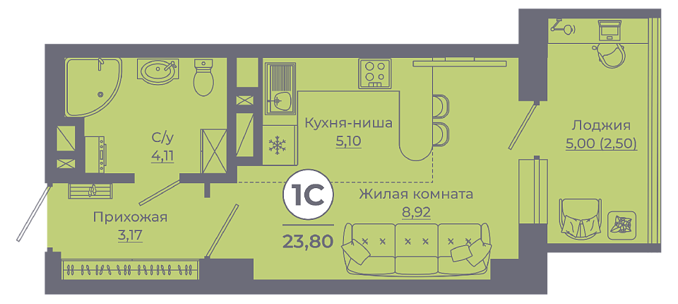 Планировка Студия в ЖК «Сокольники»