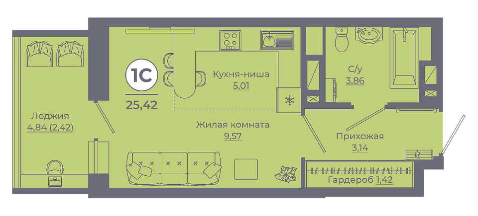 Планировка Студия в ЖК «Сокольники»
