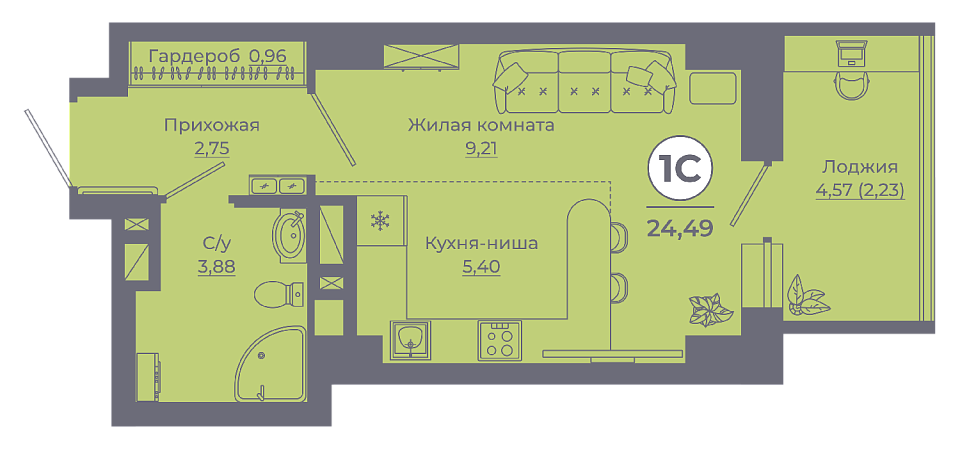Планировка Студия в ЖК «Сокольники»