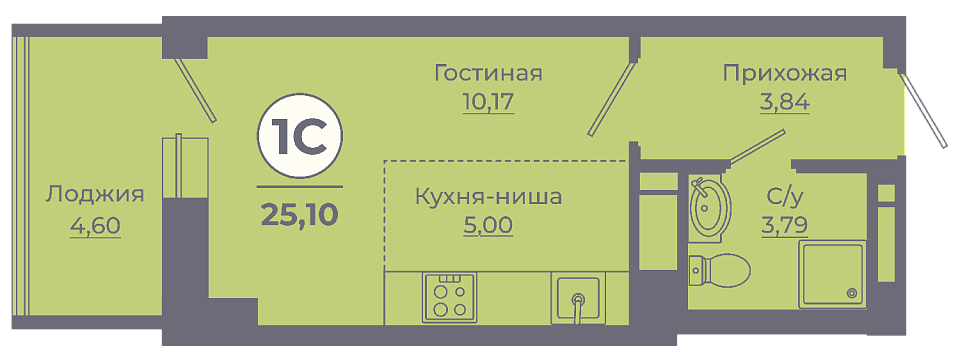 Планировка Студия в ЖК «Сокольники»