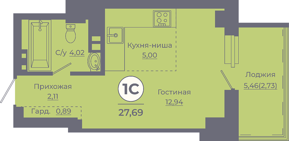 Планировка Студия в ЖК «Сокольники»