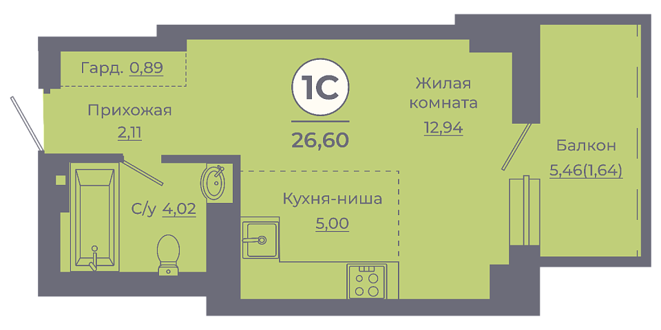 Планировка Студия в ЖК «Сокольники»