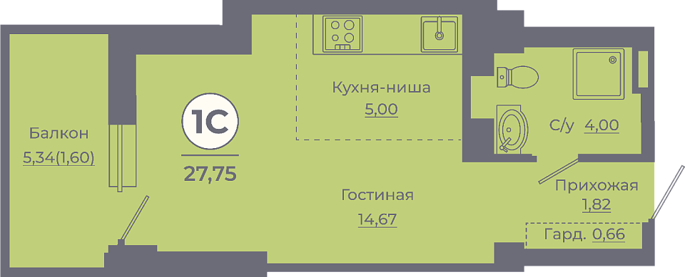 Планировка Студия в ЖК «Сокольники»