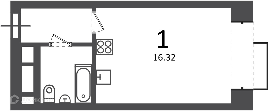 Планировка 1-комн. в ЖК «Клинская ул., д. 2А (Московские кварталы)»
