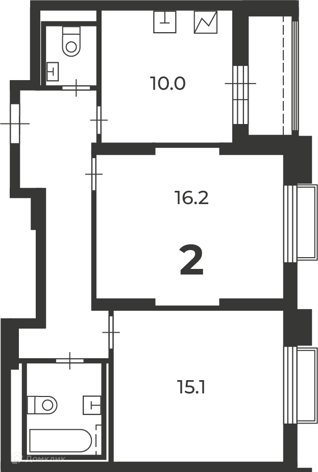 Планировка 2-комн. в ЖК «2-й Тушинский проезд, д. 1 (Московские кварталы)»