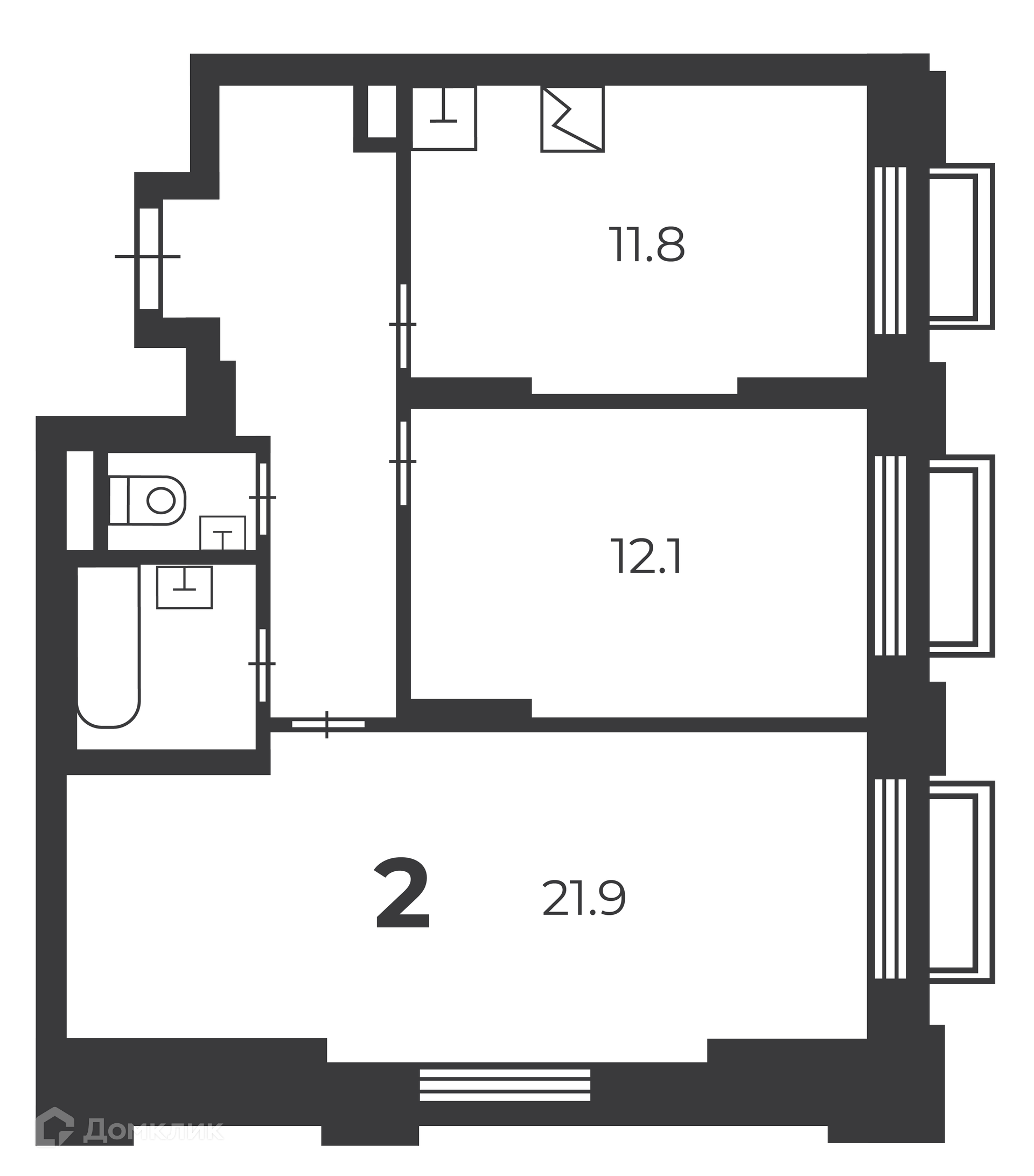 Планировка 2-комн. в ЖК «2-й Тушинский проезд, д. 1 (Московские кварталы)»