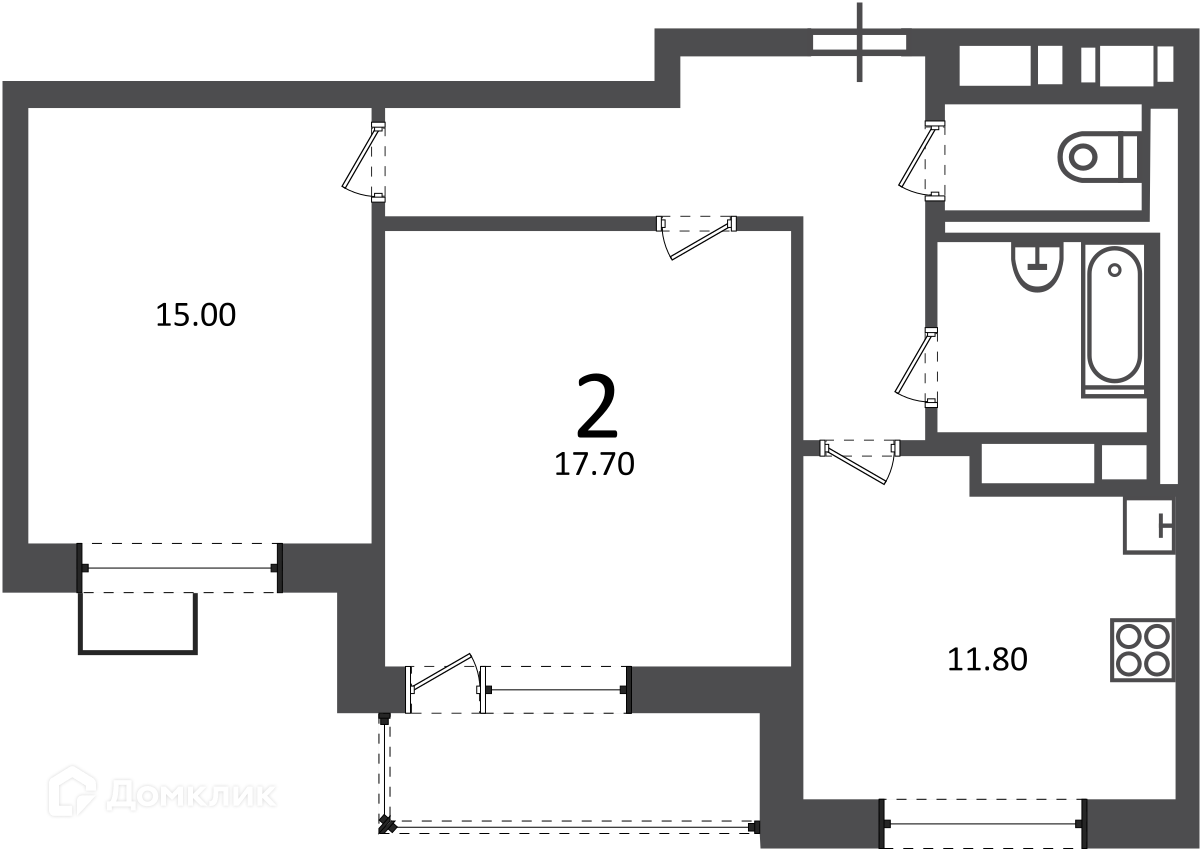 Планировка 2-комн. в ЖК «Балаклавский пр-кт, д. 17 (московские кварталы)»