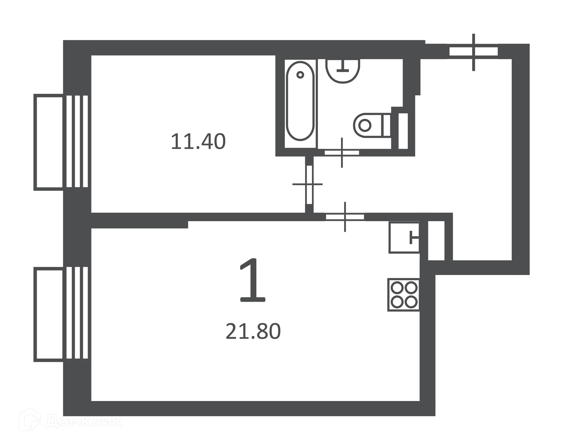 Планировка 1-комн. в ЖК «2-й Тушинский проезд, д. 1 (Московские кварталы)»