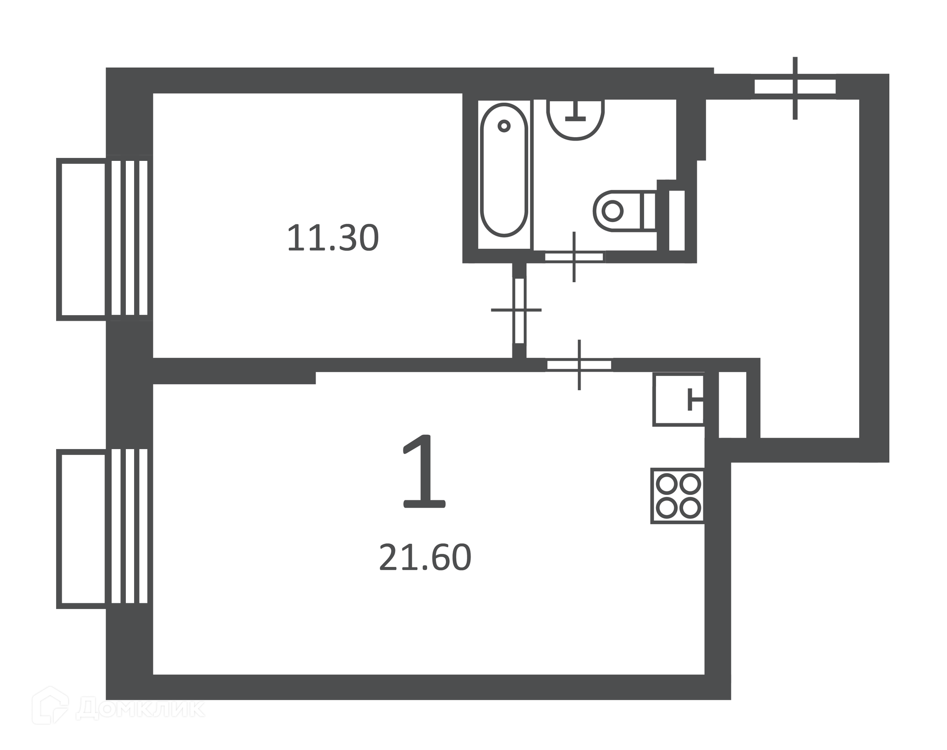 Планировка 1-комн. в ЖК «2-й Тушинский проезд, д. 1 (Московские кварталы)»