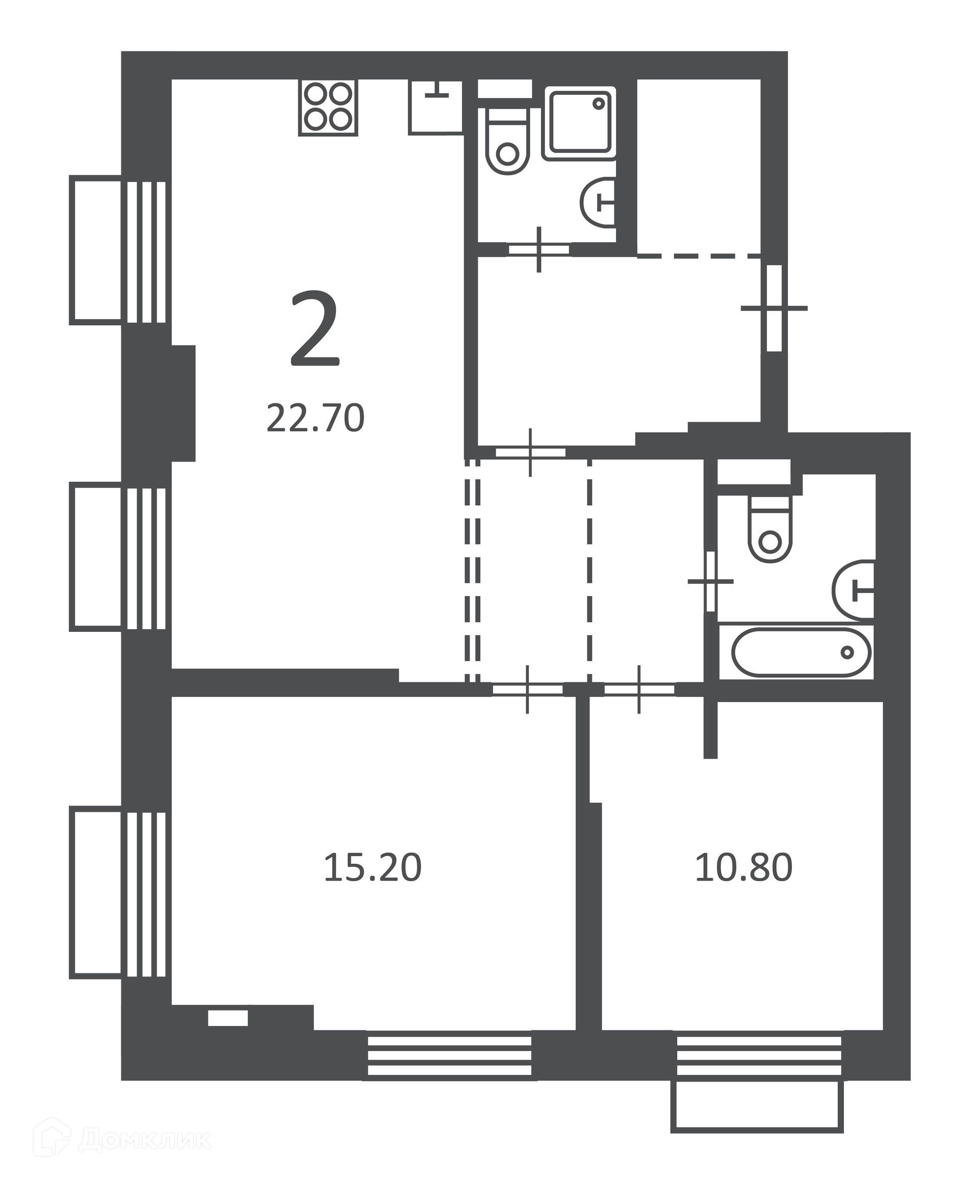 Планировка 2-комн. в ЖК «2-й Тушинский проезд, д. 1 (Московские кварталы)»