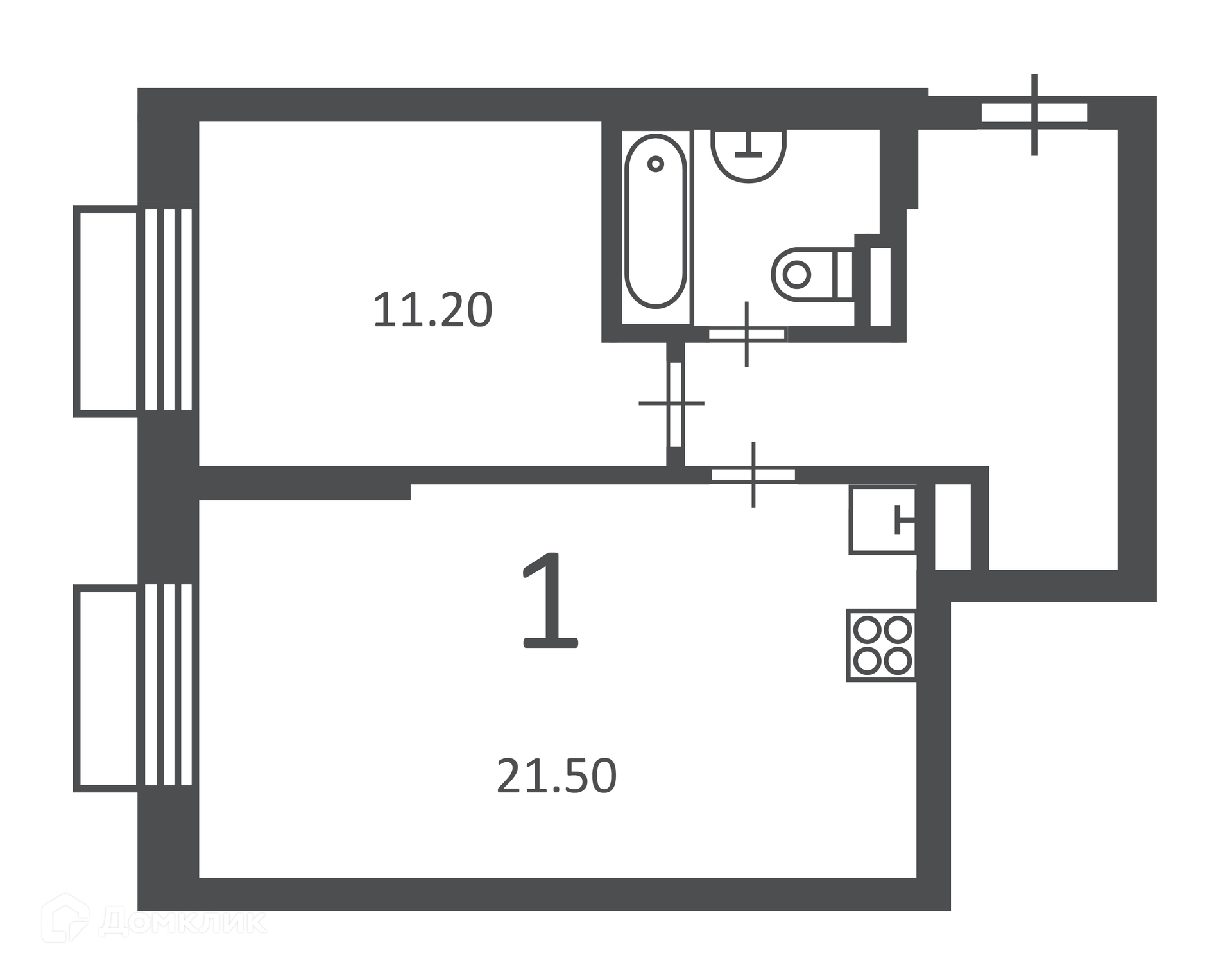 Планировка 1-комн. в ЖК «2-й Тушинский проезд, д. 1 (Московские кварталы)»