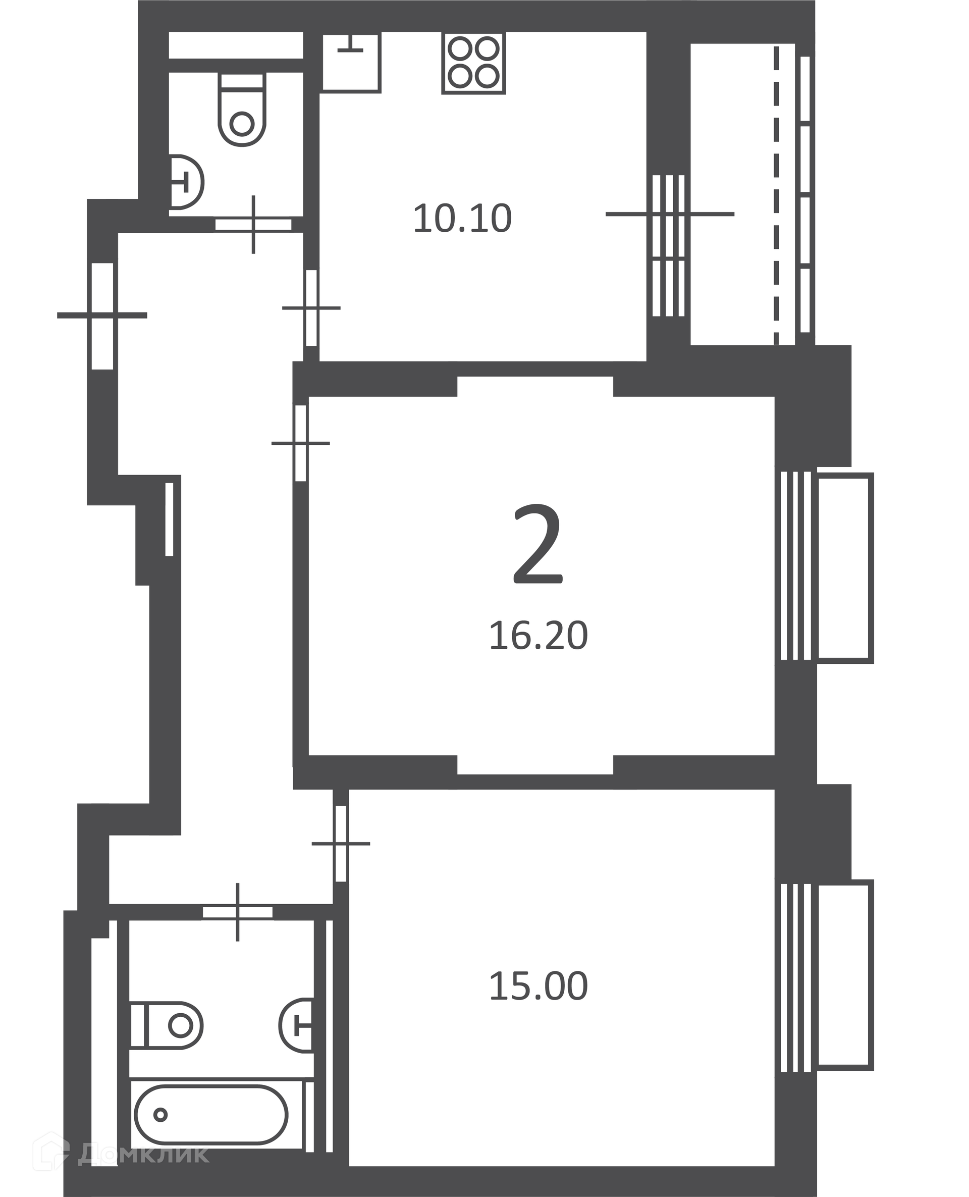 Планировка 2-комн. в ЖК «2-й Тушинский проезд, д. 1 (Московские кварталы)»