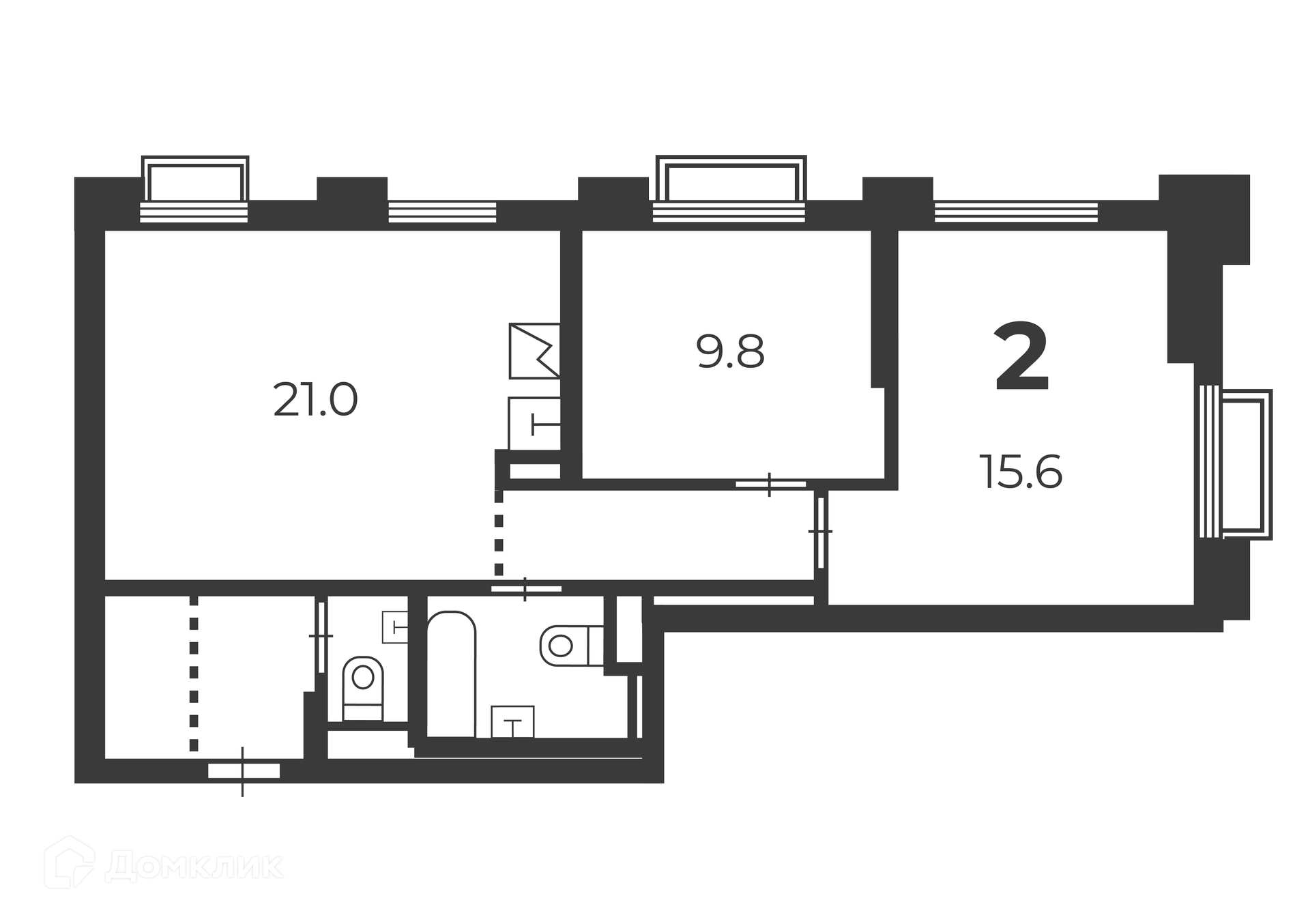 Планировка 2-комн. в ЖК «2-й Тушинский проезд, д. 1 (Московские кварталы)»