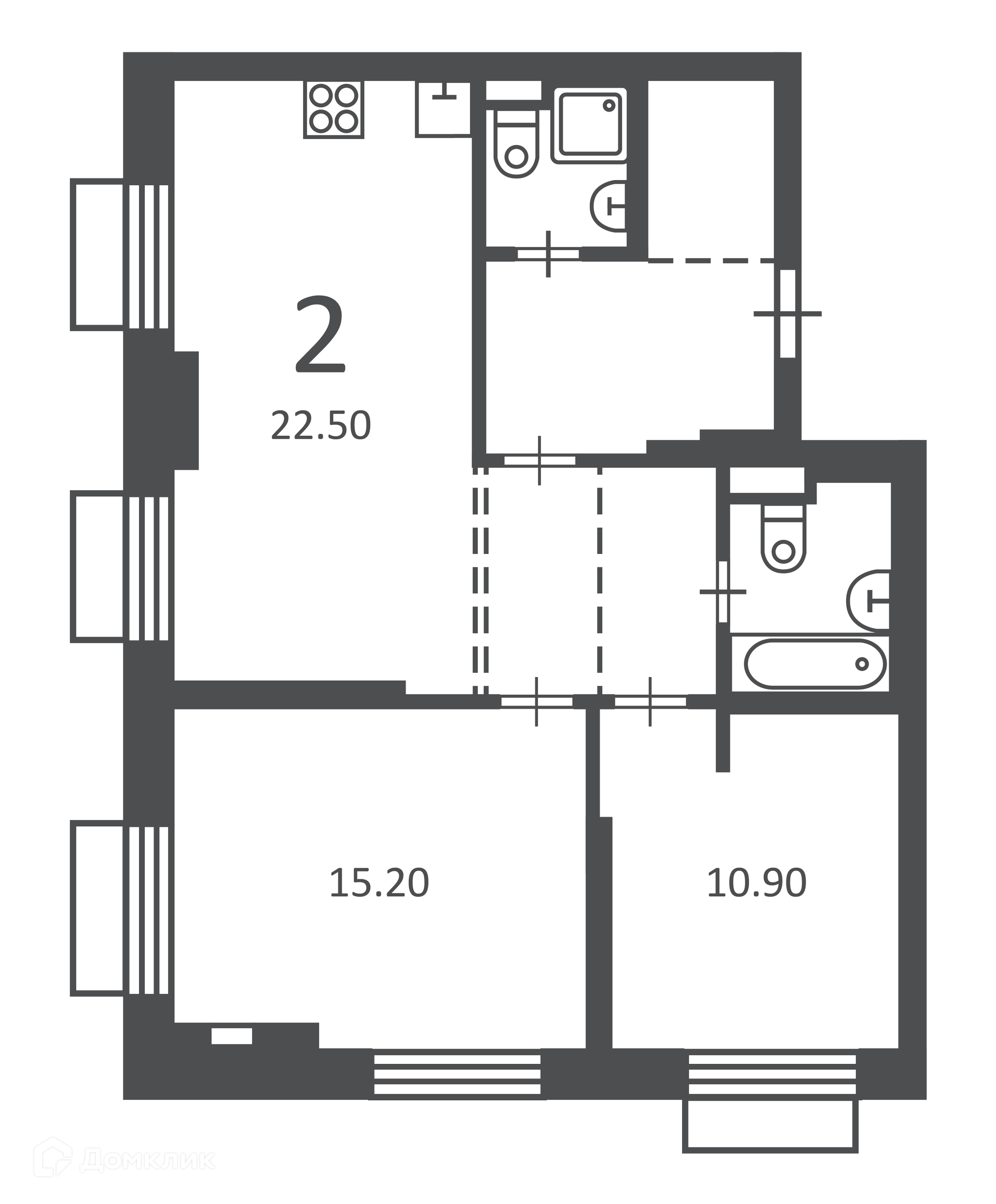Планировка 2-комн. в ЖК «2-й Тушинский проезд, д. 1 (Московские кварталы)»