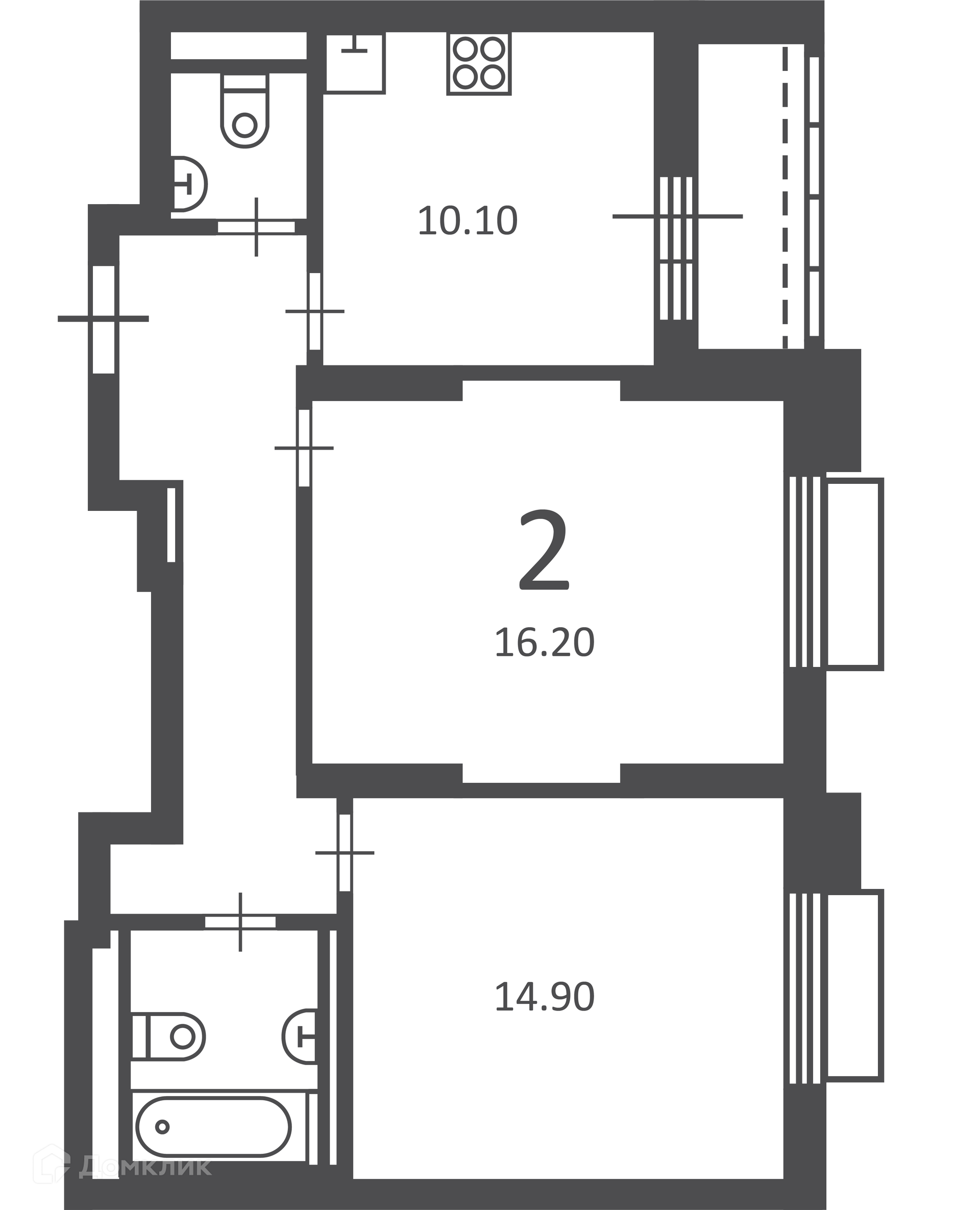 Планировка 2-комн. в ЖК «2-й Тушинский проезд, д. 1 (Московские кварталы)»