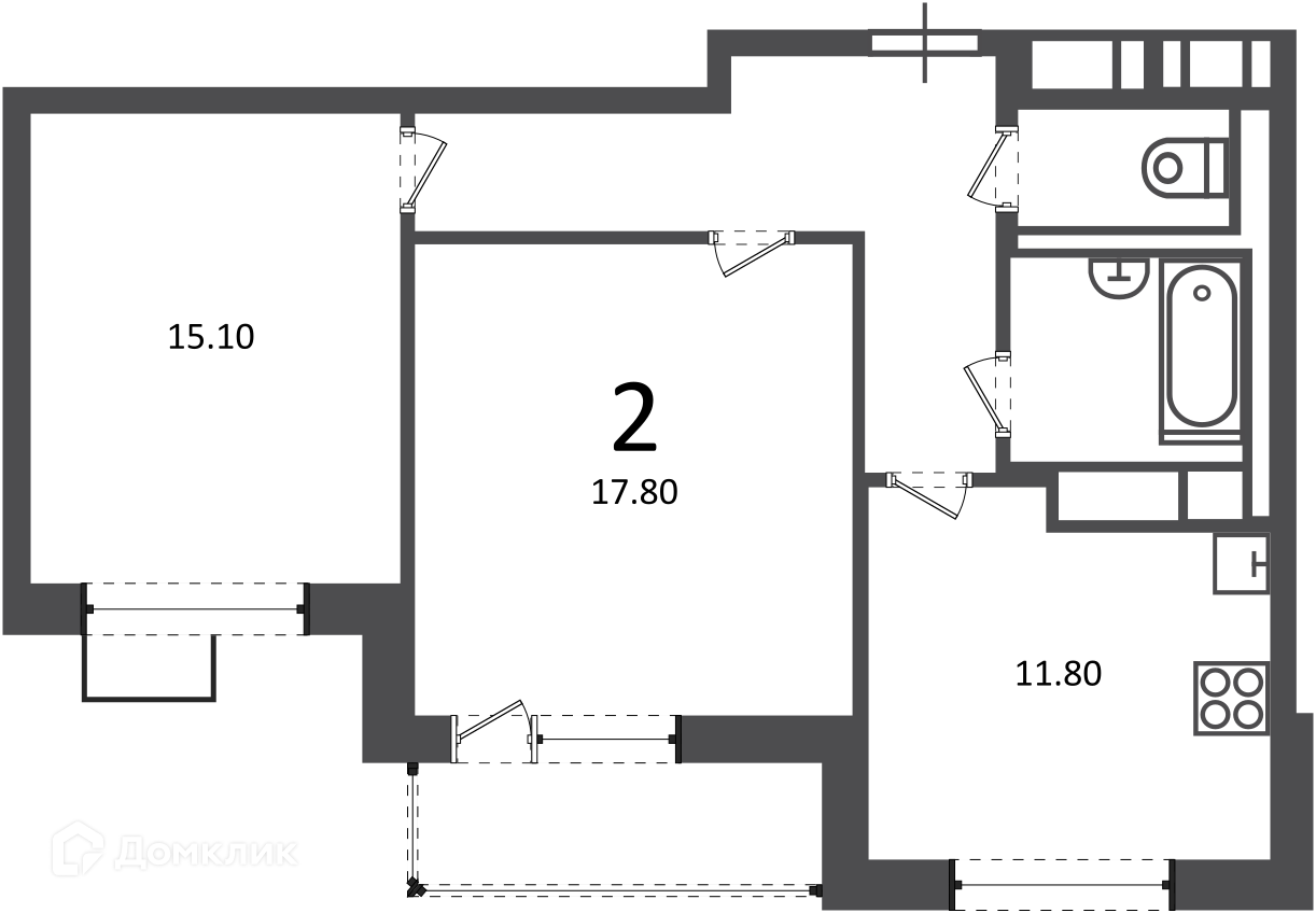 Планировка 2-комн. в ЖК «Балаклавский пр-кт, д. 17 (московские кварталы)»