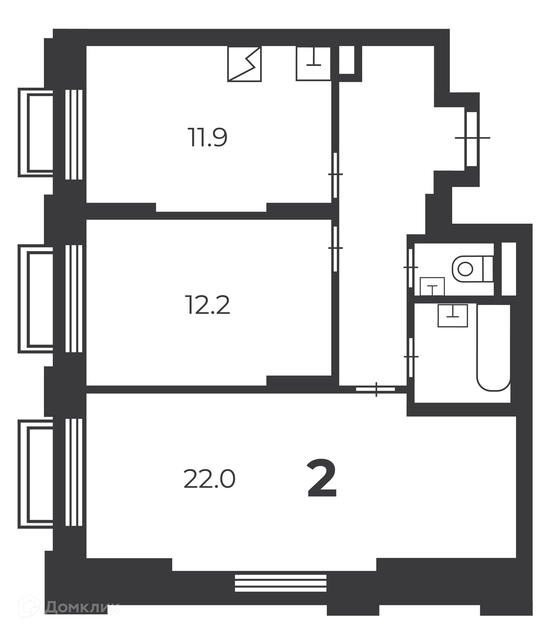 Планировка 2-комн. в ЖК «2-й Тушинский проезд, д. 1 (Московские кварталы)»