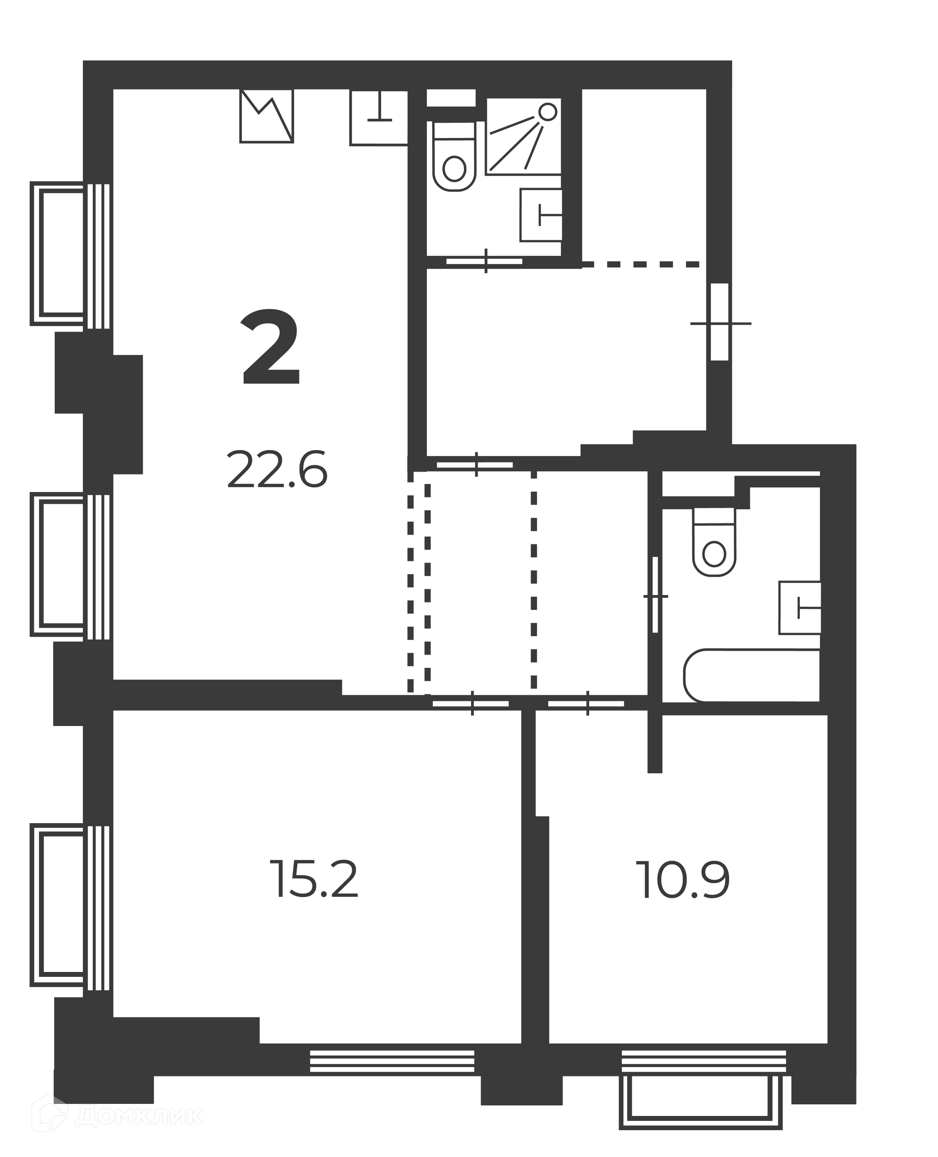 Планировка 2-комн. в ЖК «2-й Тушинский проезд, д. 1 (Московские кварталы)»
