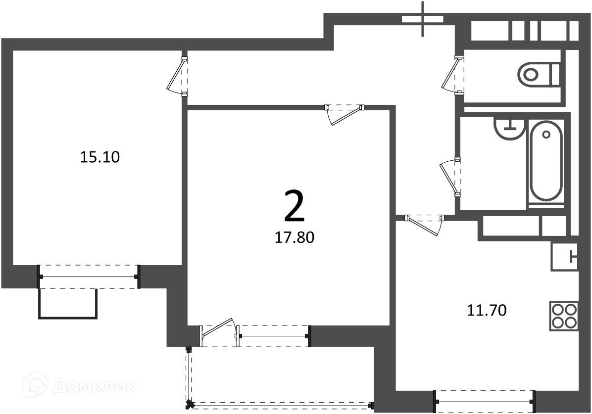 Планировка 2-комн. в ЖК «Балаклавский пр-кт, д. 17 (московские кварталы)»