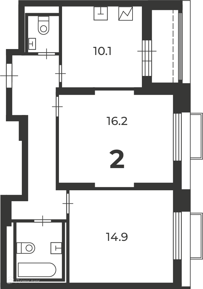 Планировка 2-комн. в ЖК «2-й Тушинский проезд, д. 1 (Московские кварталы)»
