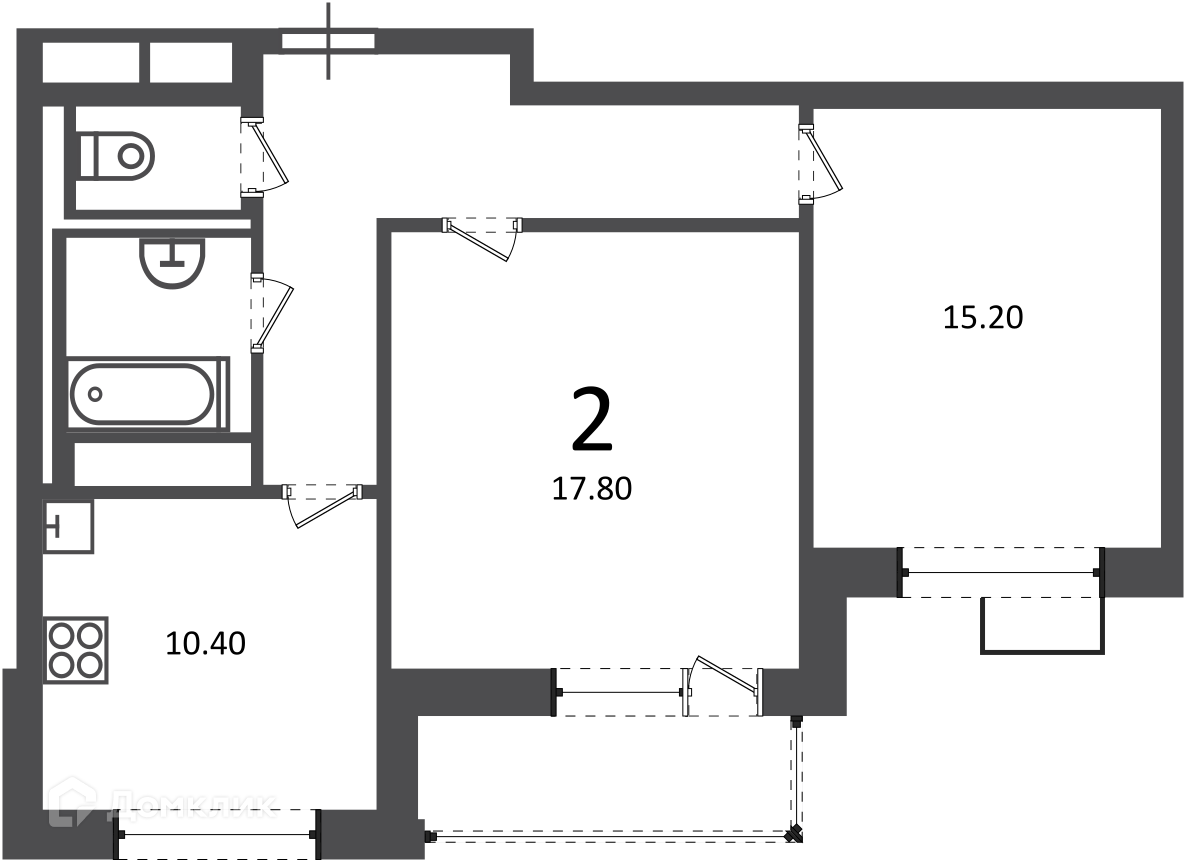 Планировка 2-комн. в ЖК «Балаклавский пр-кт, д. 17 (московские кварталы)»