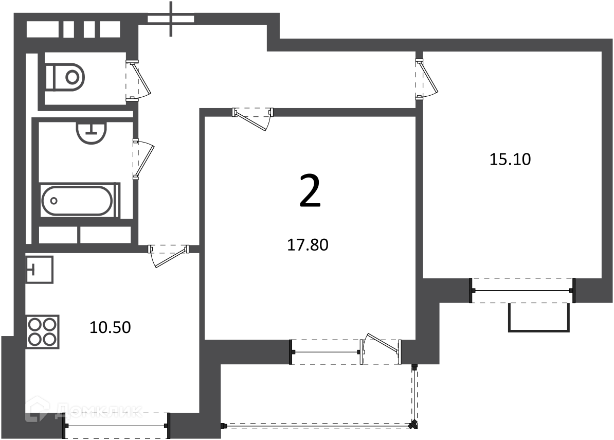 Планировка 2-комн. в ЖК «Балаклавский пр-кт, д. 17 (московские кварталы)»