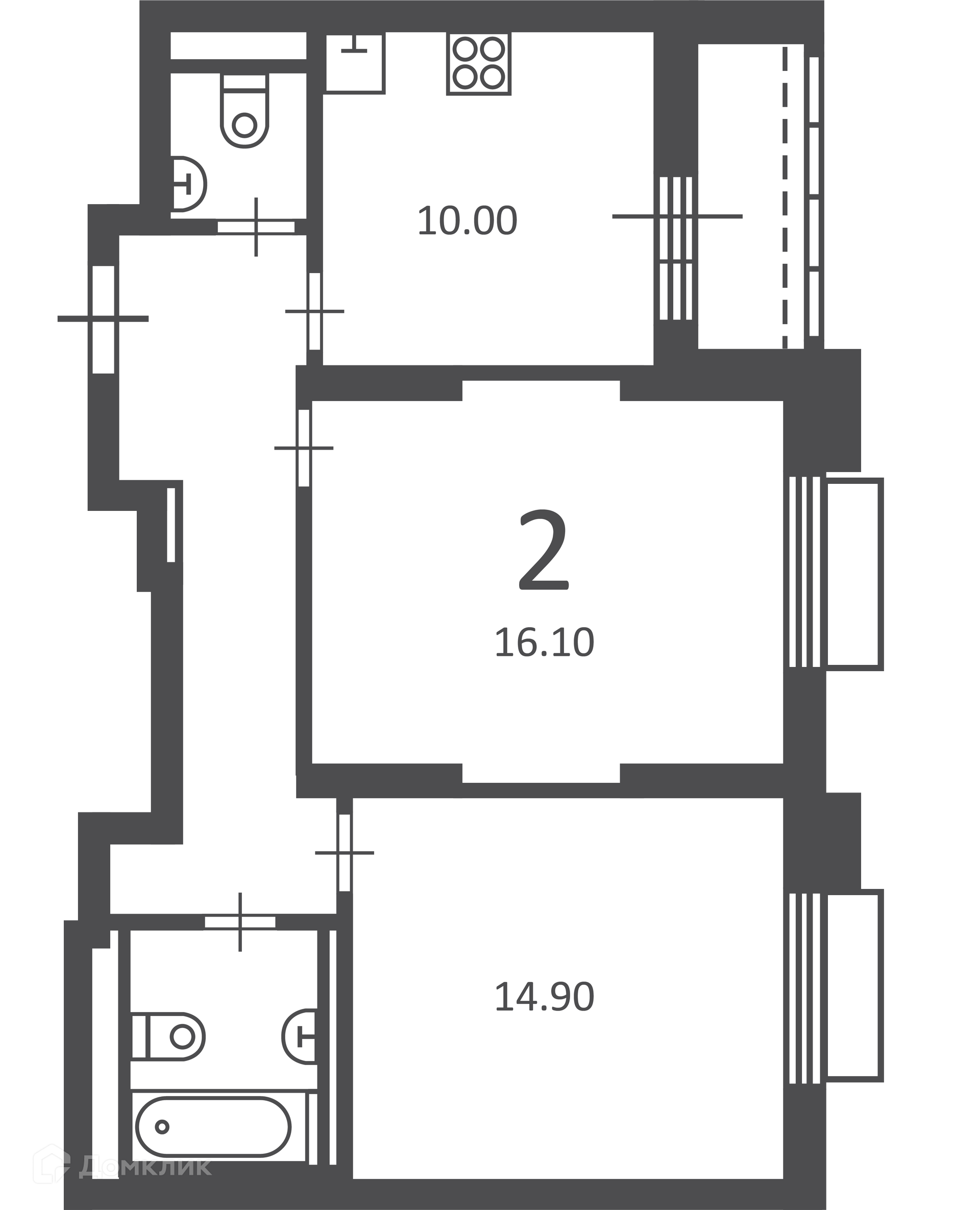 Планировка 2-комн. в ЖК «2-й Тушинский проезд, д. 1 (Московские кварталы)»