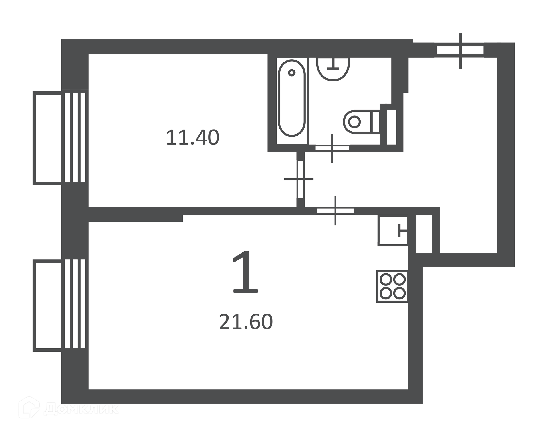 Планировка 1-комн. в ЖК «2-й Тушинский проезд, д. 1 (Московские кварталы)»