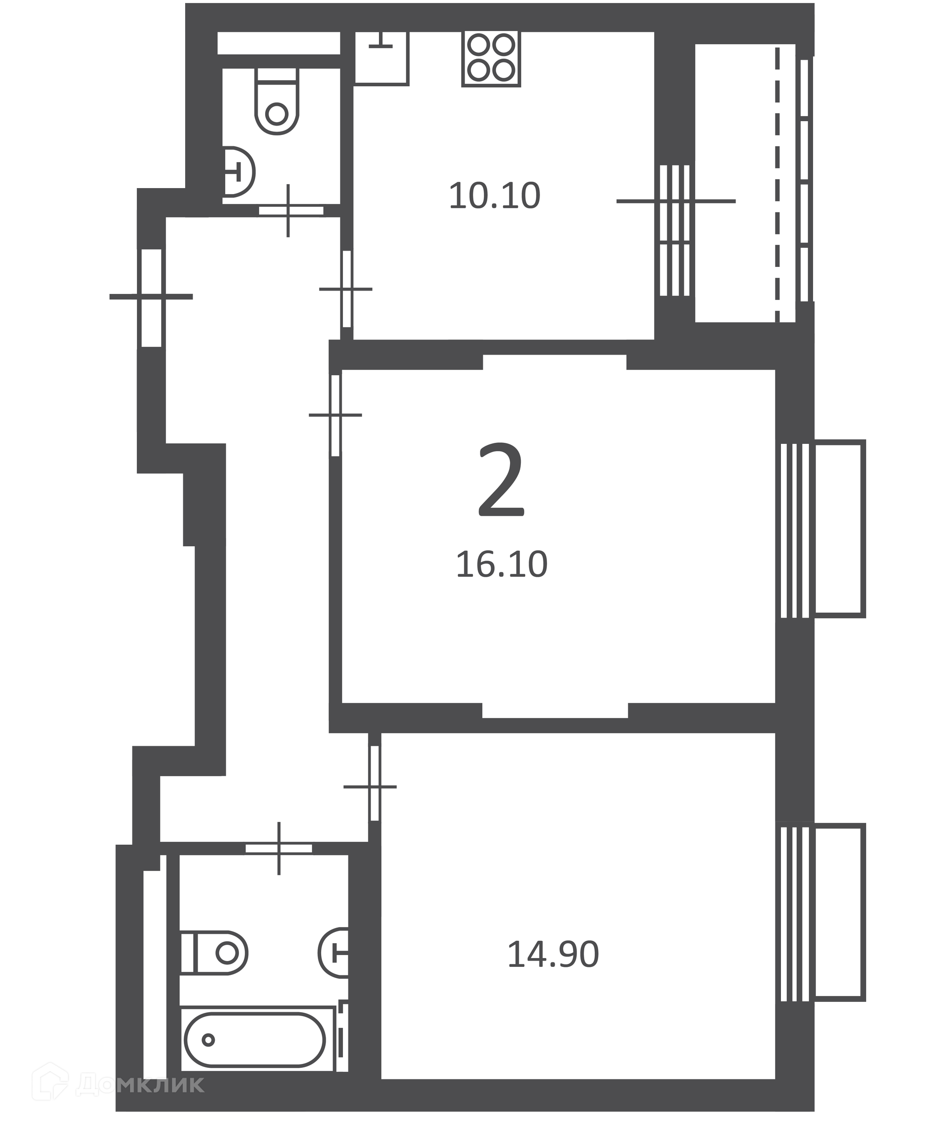 Планировка 2-комн. в ЖК «2-й Тушинский проезд, д. 1 (Московские кварталы)»