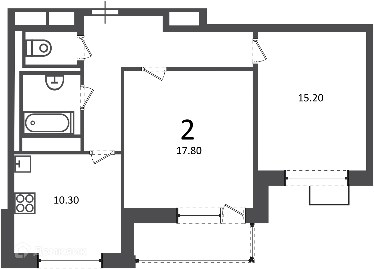 Планировка 2-комн. в ЖК «Балаклавский пр-кт, д. 17 (московские кварталы)»