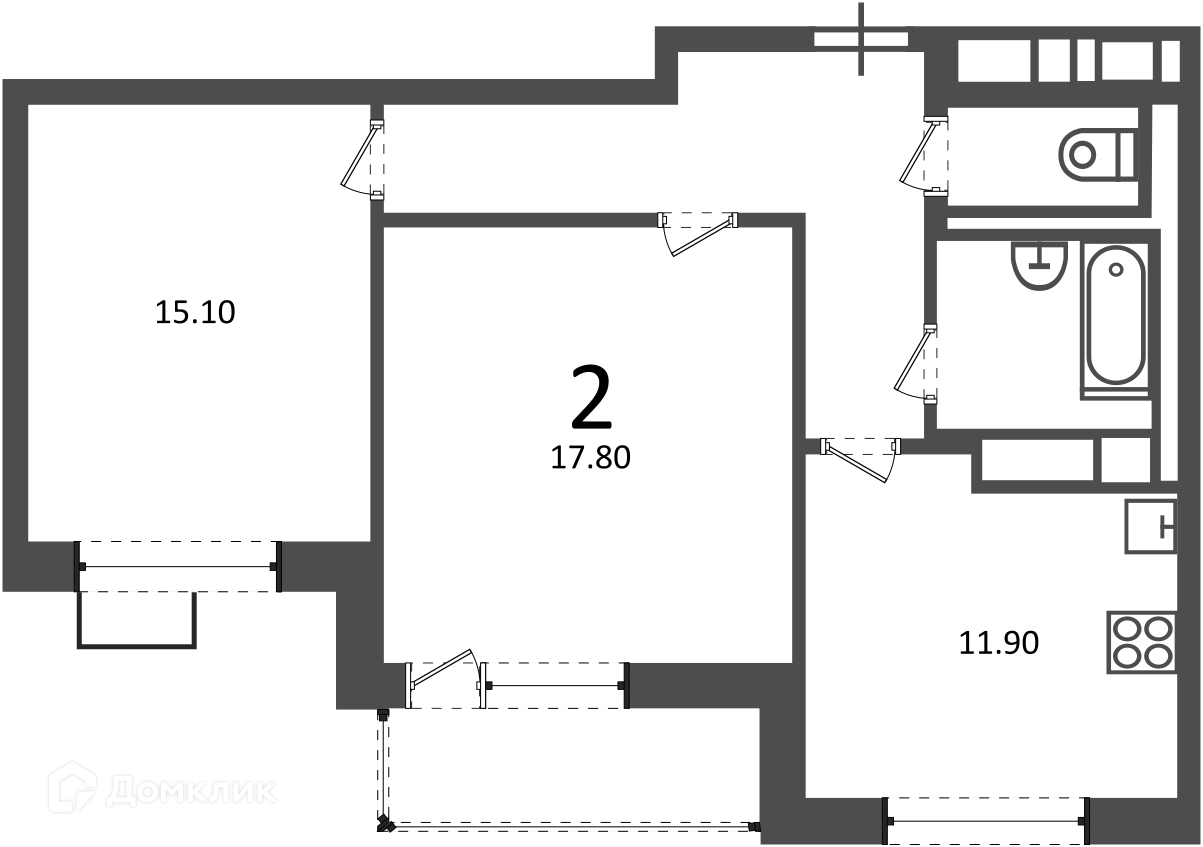 Планировка 2-комн. в ЖК «Балаклавский пр-кт, д. 17 (московские кварталы)»