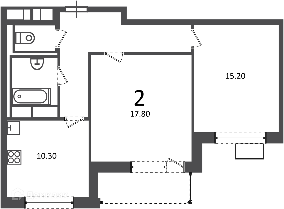 Планировка 2-комн. в ЖК «Балаклавский пр-кт, д. 17 (московские кварталы)»