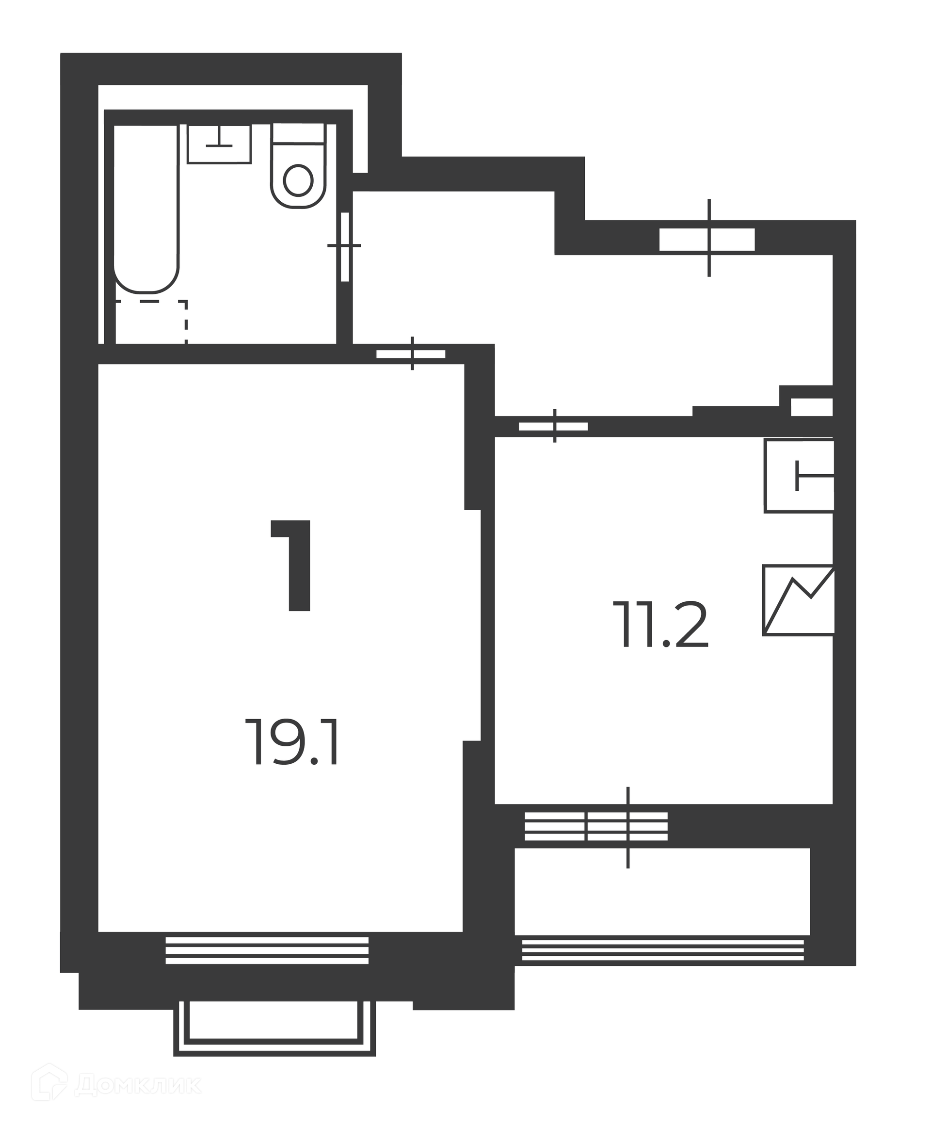 Планировка 1-комн. в ЖК «2-й Тушинский проезд, д. 1 (Московские кварталы)»