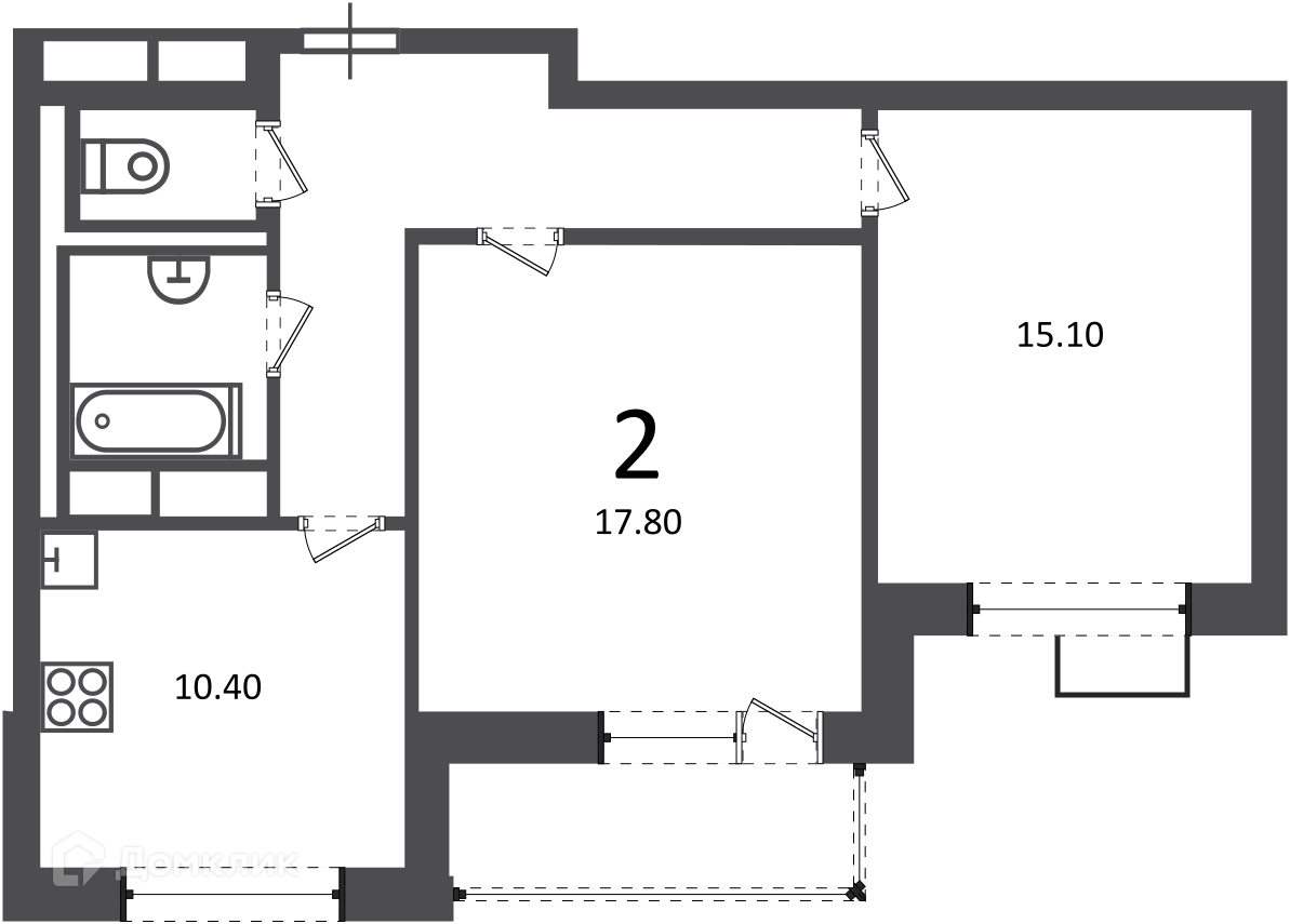 Планировка 2-комн. в ЖК «Балаклавский пр-кт, д. 17 (московские кварталы)»