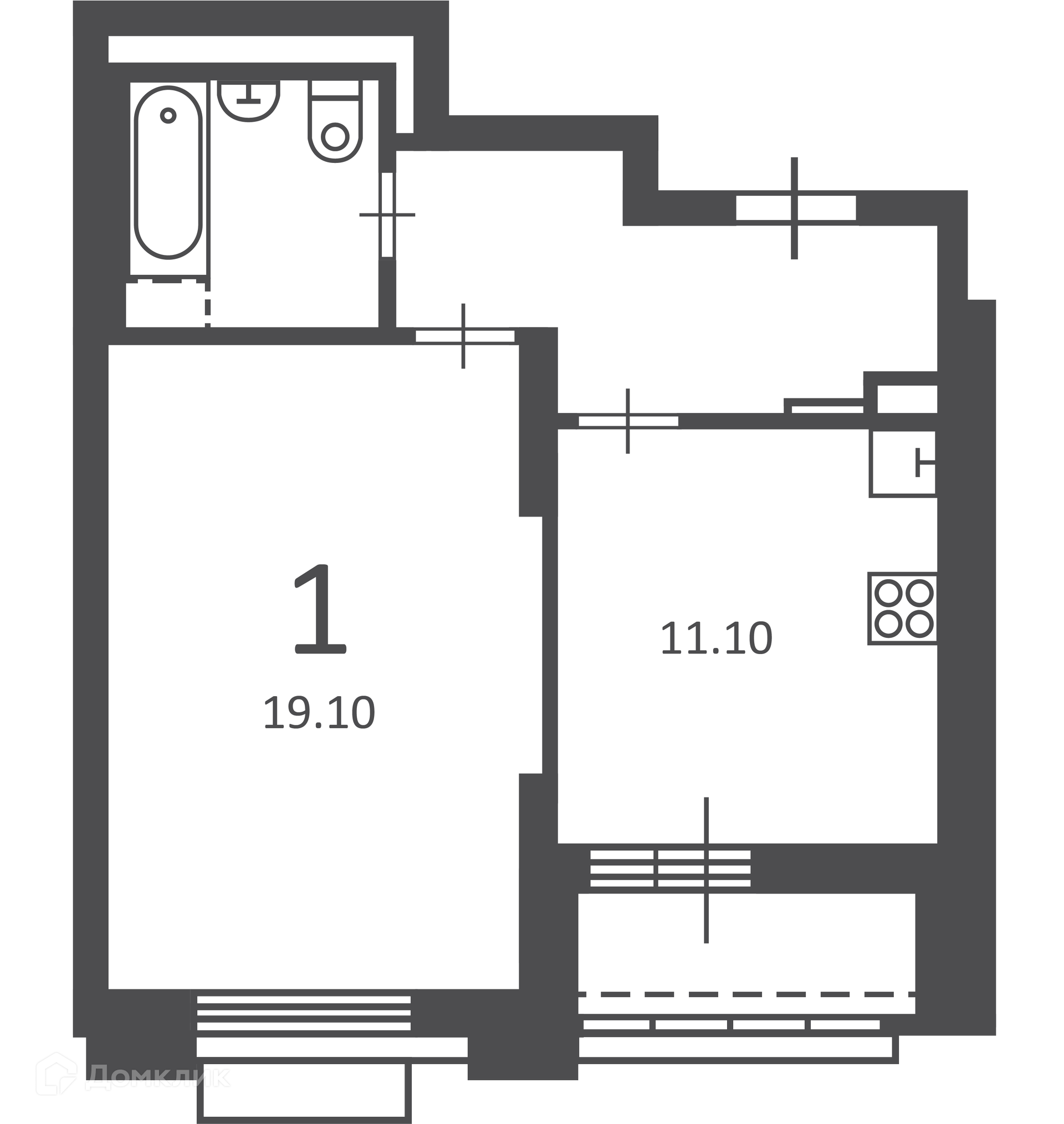 Планировка 1-комн. в ЖК «2-й Тушинский проезд, д. 1 (Московские кварталы)»
