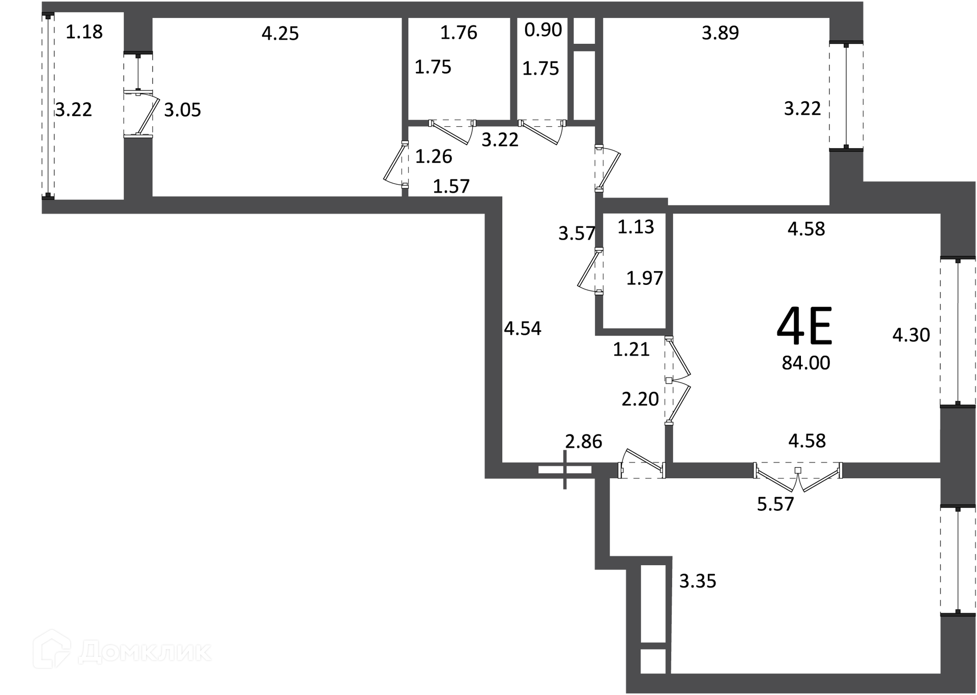 Планировка 4-комн. в ЖК «6-я Радиальная, 7/1, к. 2 (Московские кварталы)»