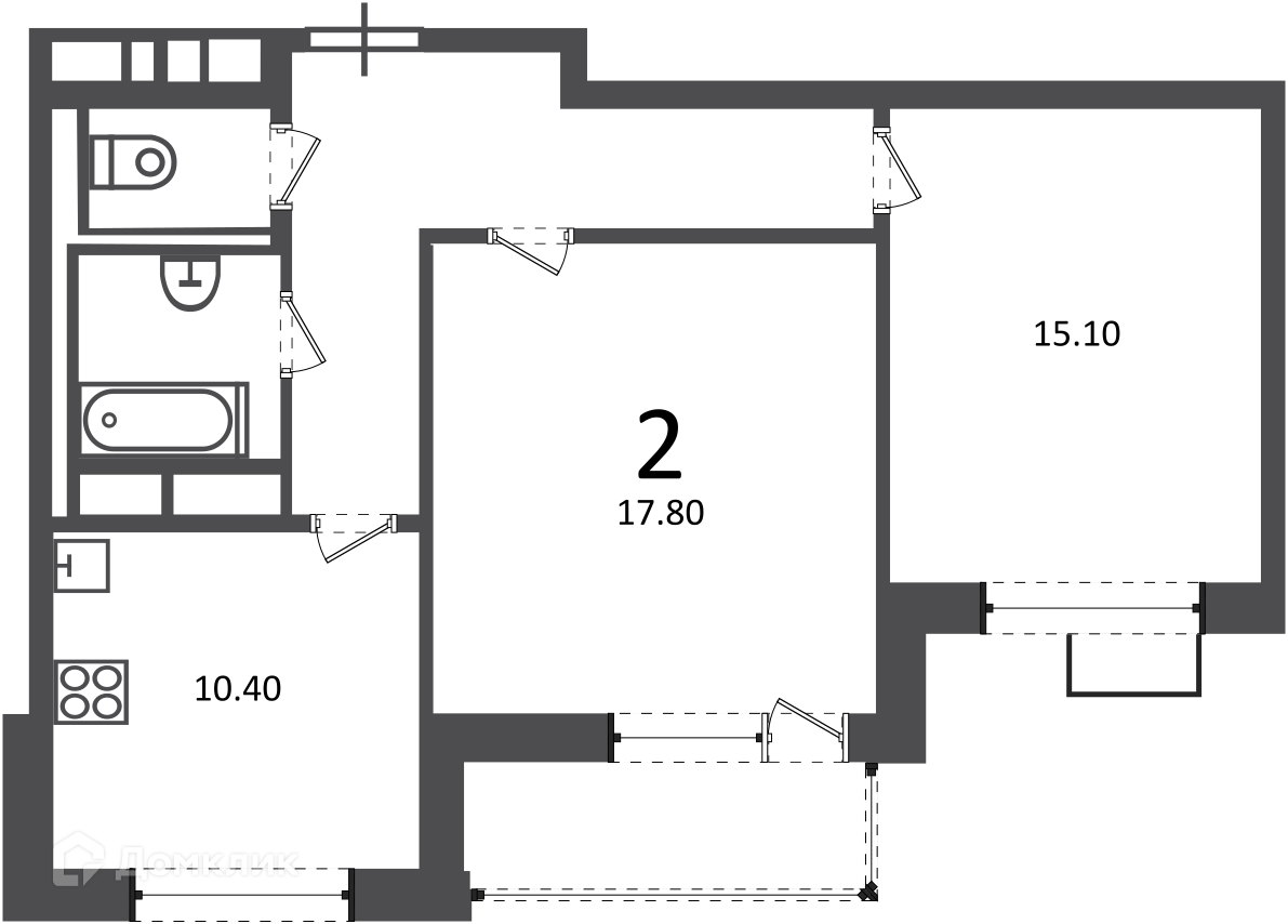 Планировка 2-комн. в ЖК «Балаклавский пр-кт, д. 17 (московские кварталы)»