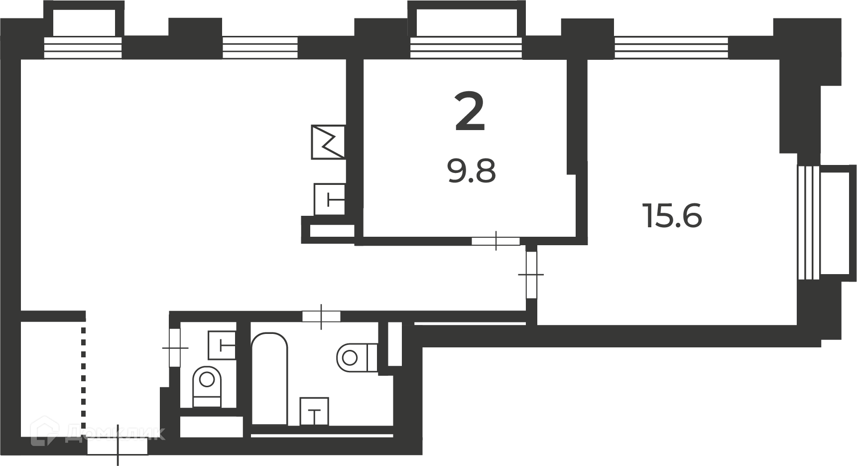 Планировка 2-комн. в ЖК «2-й Тушинский проезд, д. 1 (Московские кварталы)»