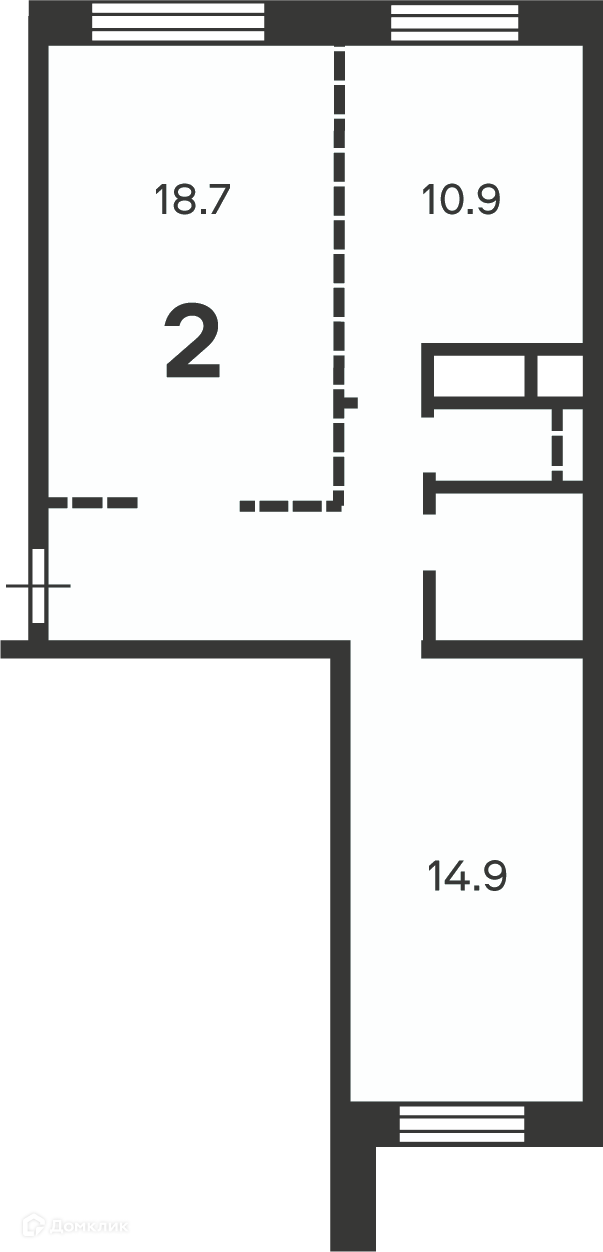 Планировка 2-комн. в ЖК «Северная ул., д. 21, к. 1 (Московские кварталы)»